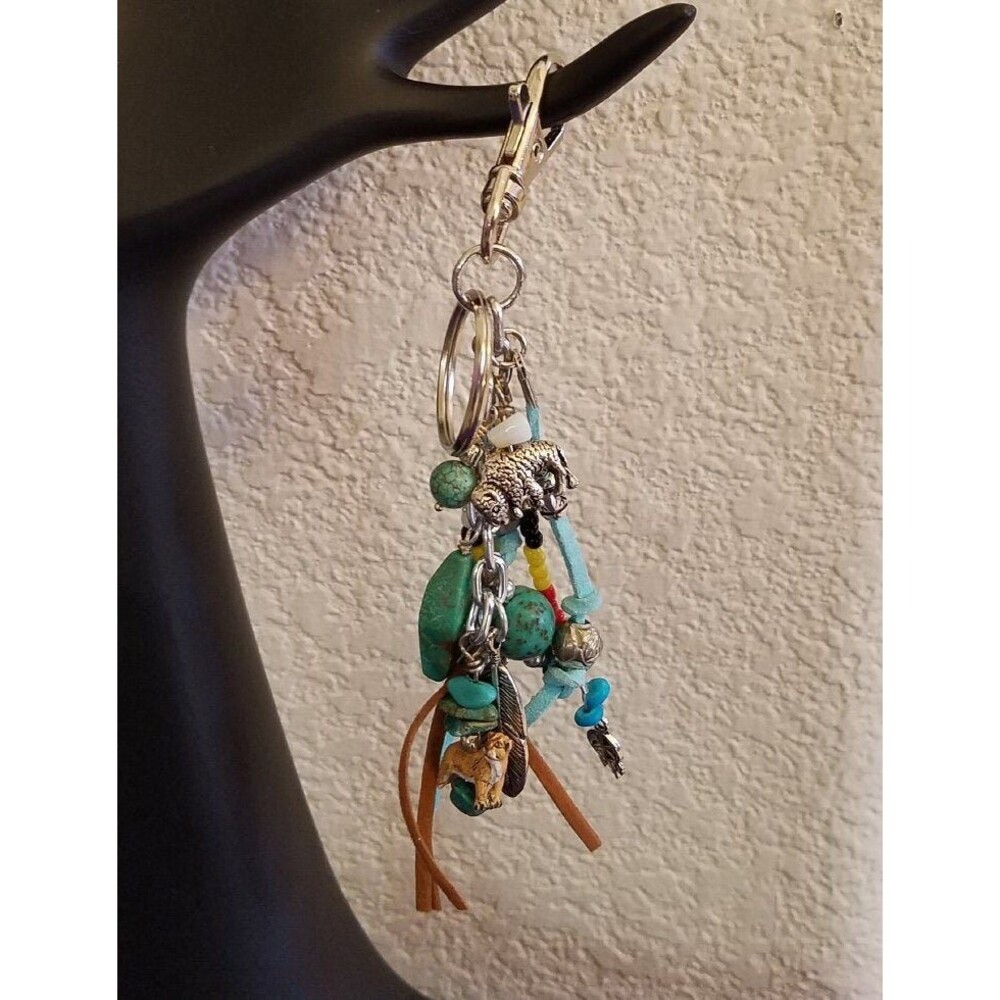 Cougar Key Ring Medicine Wheel Totem Key Ring/Fob for Purse Drum or Car Bookmark